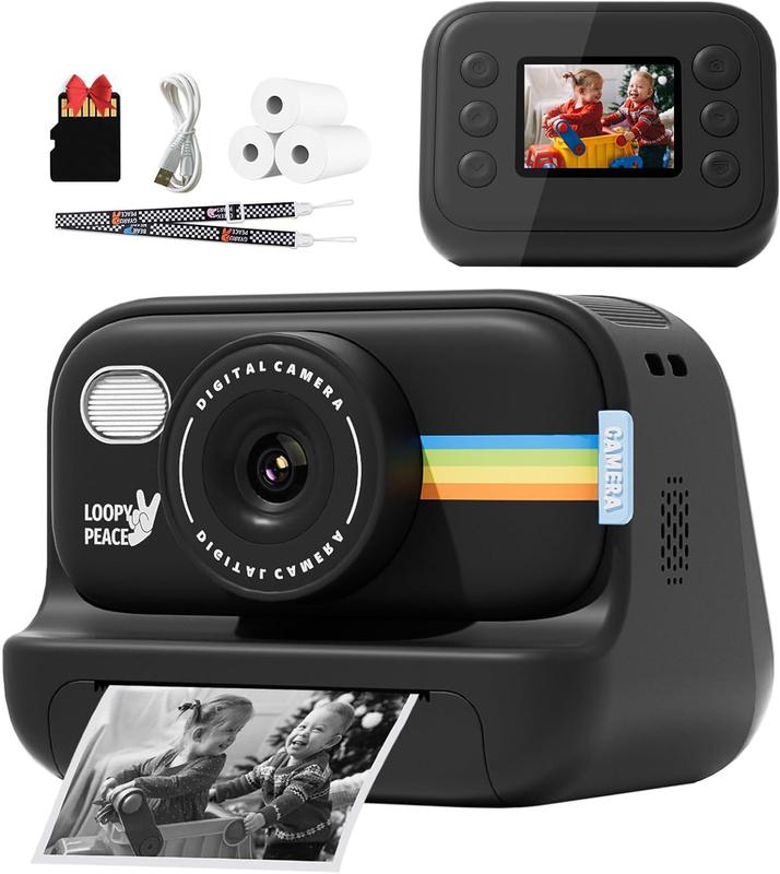 Camera Instant Print, Inkless Camera Instant Print, Digital Video Cameras, Christmas Birthday Gifts Chargeable Sd Card Charging Adjustable Durable camera with printer