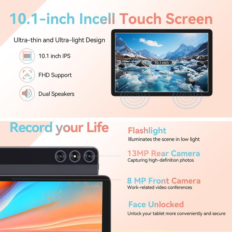 2025 Newest Android 14 Tablet 10 Inch Octa-Core Tablet, Dual 4G Cellular Tablet with 128GB ROM+14(8+6)GB RAM 512GB Expandable, 13MP+8MP Camera Tablet with GPS 5G WiFi HD Display Black Friday Deal  Christmas gift  tablet on sale Smartphone Cellphone