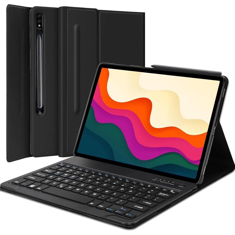 Case Galaxy Tab S9 with Keyboard 12.4 Inch 2023, Magnetic Detachable Bluetooth Keyboard, Smart Folio with S Holder, Galaxy Tab S7 FE S8 Keyboard,-C Rechargeable