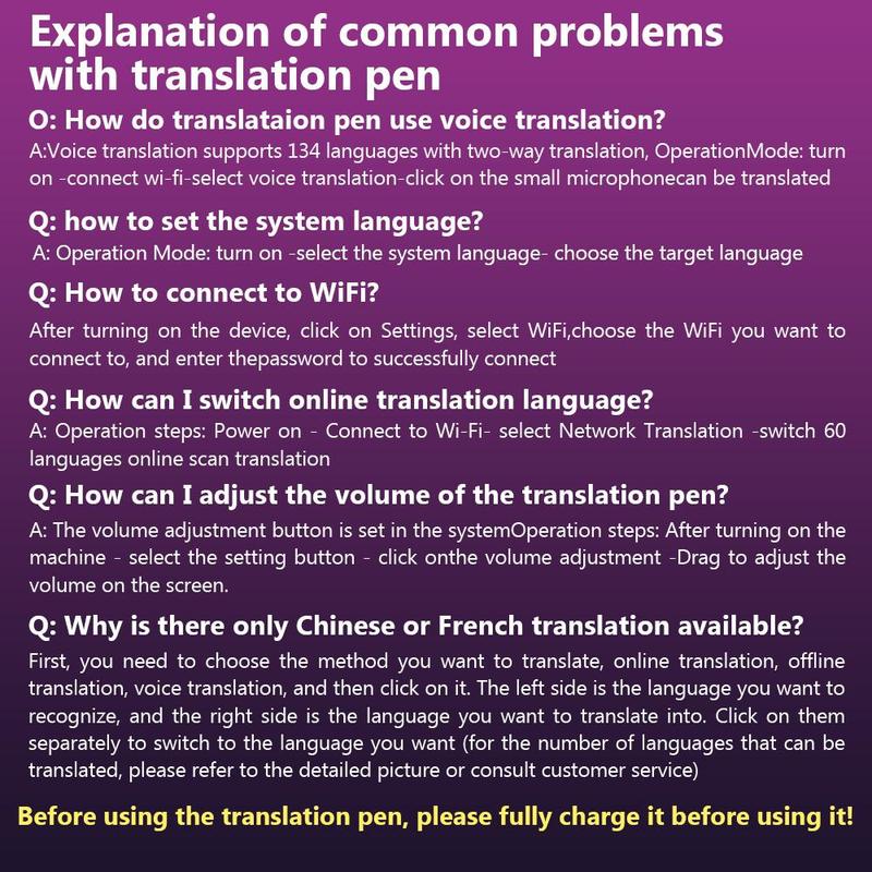 Multifunctional Translation Pen with Wifi ,1 Box Multilingual Translation Pen, Smart Translation Pen for Translation, Writing, Drawing, Reading