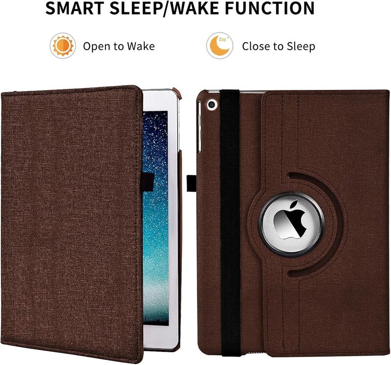 iPad 10.2 Case iPad 9th Generation 2021  iPad 8th Generation 2020  iPad 7th Generation 2019, 360 Degree Rotating Stand Case Protective Cover with Auto Sleep Wake Function (Denim Brown)