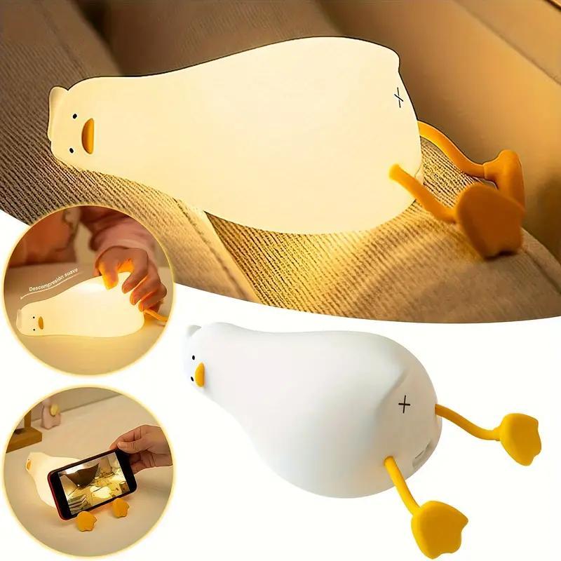 Cute Duck Design Night Light, LED Ambient LED Light, Decorative Atmosphere Lamp, USB Rechargeable Dimmable Bedside Lamp for Bedroom