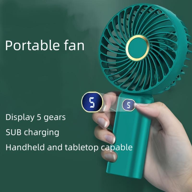 USB Rechargeable Silent Fan for Summer Gift, Multipurpose 5-speed Handheld Fan with Display, Summer Cooling Supplies, Portable Mini Fan for Home Office Outdoor Travel, Portable Fan, Home Appliances Fans, Fan Portable, Cooling Fan for Fall