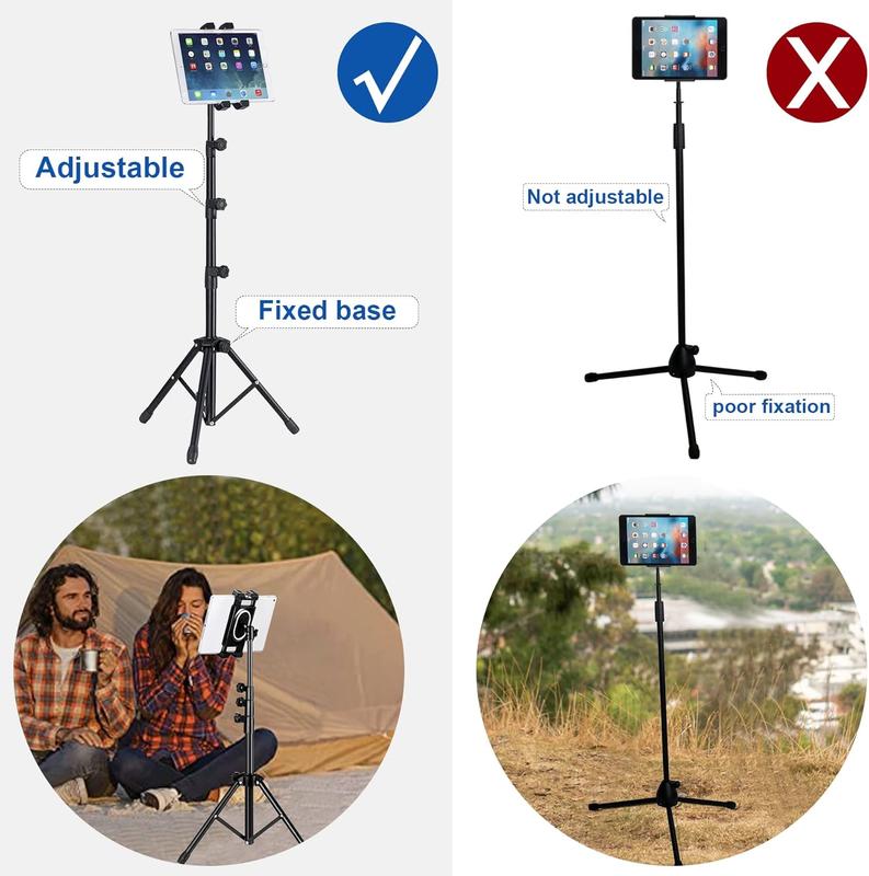 Tablet Tripod for iPad Pro Floor Stand Tripod Mount for Surface Pro Samsung Tab S9+ Holder Stand w. Remote 360° Rotating Adjustable 68