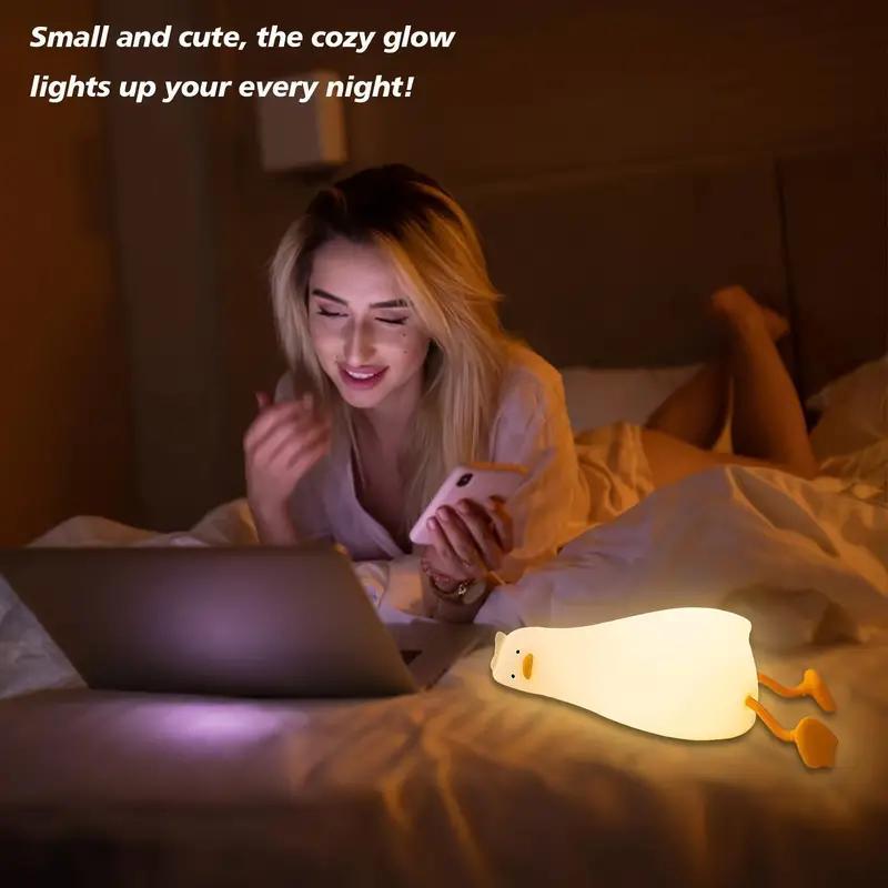 Cute Duck Design Night Light, LED Ambient LED Light, Decorative Atmosphere Lamp, USB Rechargeable Dimmable Bedside Lamp for Bedroom