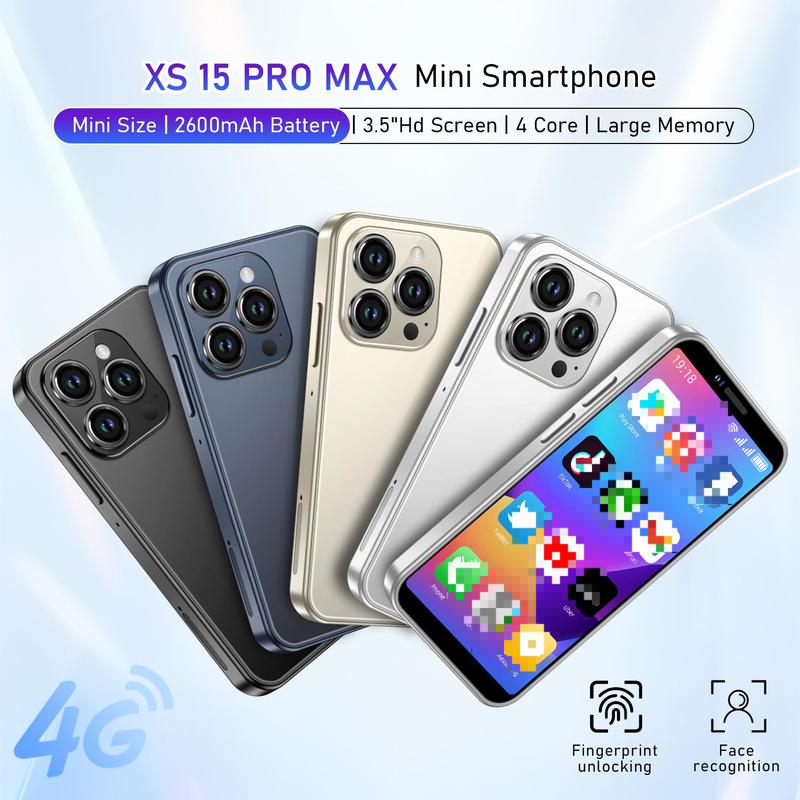 New Mini Phone Xs15 ProMax, New Mini Android Smartphone 13HD+Screen Built in All in One, High end Hot Bent Glass Rear Cover with Charger, Headphones, Phone Protective Cover, Qualcomm SM8550 AC 10core Mobile Cellphone Handheld