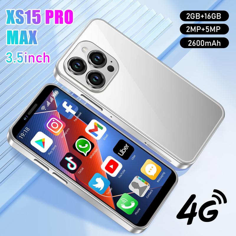 New Mini Phone Xs15 ProMax, New Mini Android Smartphone 13HD+Screen Built in All in One, High end Hot Bent Glass Rear Cover with Charger, Headphones, Phone Protective Cover, Qualcomm SM8550 AC 10core Mobile Cellphone Handheld