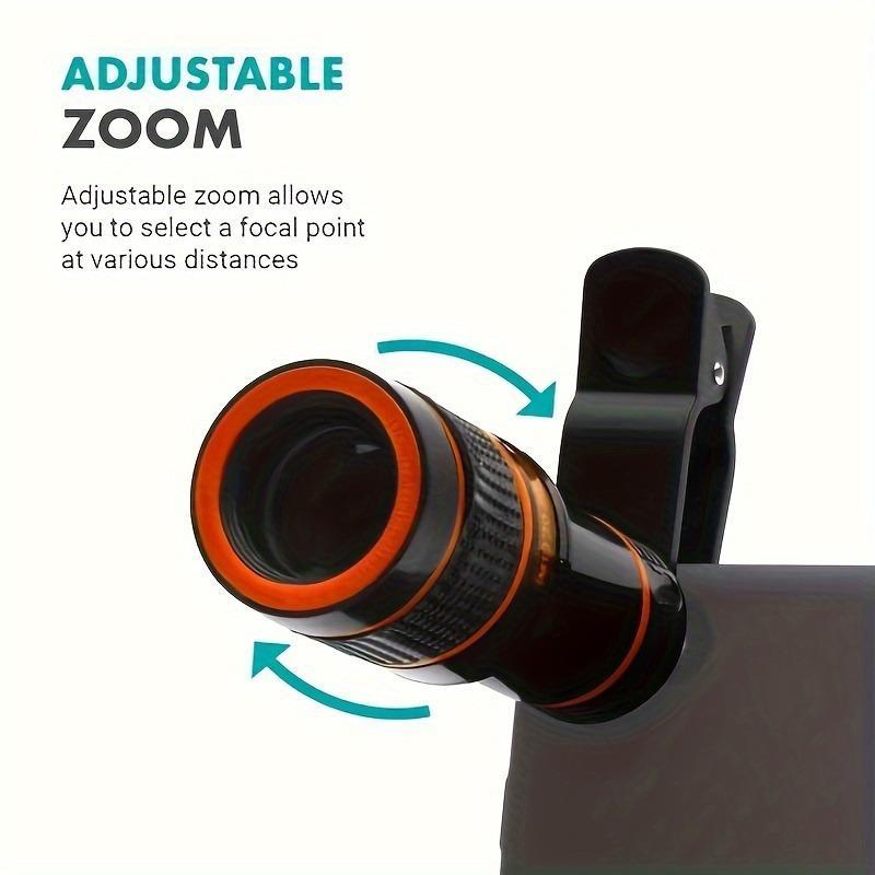 8x Zoom Telephoto Lens, 1 Count Portable Camera Lens Kit for Outdoor Photography & Hiking, Mobile Phone Accessories for Smartphone