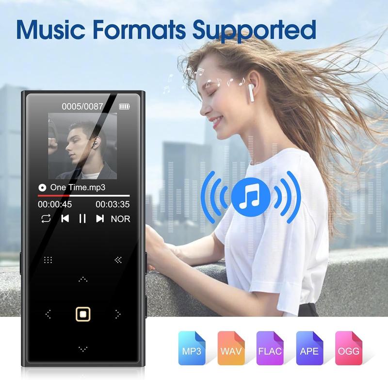 64GB Mp3 Player  5.0,  Portable Digital Lossless Music Player with FM Radio, Built-in Speaker, Touch Button, Voice Recorder, Lightweight for , Up to 128GB, Headphone Included