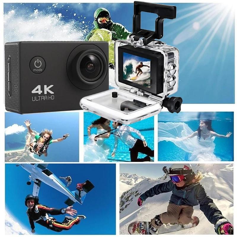 4K Ultra-HD Action Camera, WiFi Sport Camera, Waterproof Camera with Wide Angle, Outdoor Sport Camera Suitable for Cycling, Skiing, Surfing, Underwater Diving