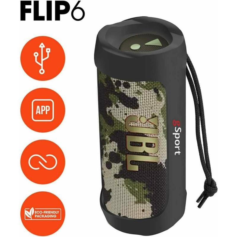 JBL FLIP 6 Waterproof Portable Speaker Bundle with gSport Silicone Sleeve