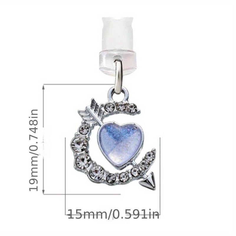 Arrow & Heart Design Phone Charm Anti Dust Plug, USB Charging Decorative Phone Strap For Women & Girls, Phone Accessory Compatible With iPhone