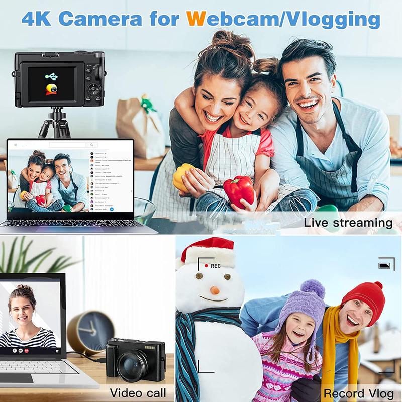 Fall 4K Digital Camera, 48MP Vlogging Camera, Compact Camera Electronics 16X Zoom Digital Camera with Flip Screen, 32G SD Card, Summer Gift, Electronics Point Shoot Cameras, Digital Camera Pictures