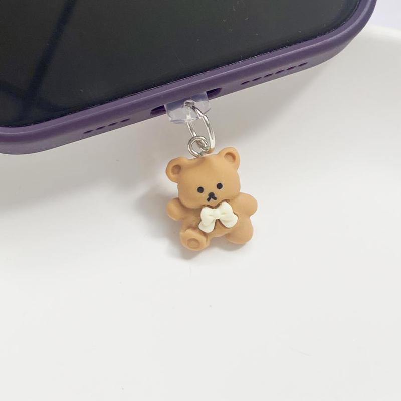 Cute Cartoon Bear Design Phone Charging Port Dust Plug, 1 Count Kawaii Phone Charging Port Dust Plug, Phone Accessories for iPhone & Type-C