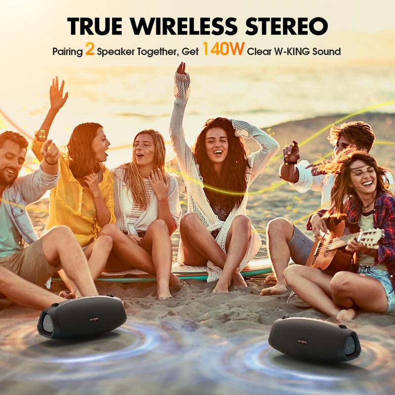 W-KING 70W Portable Loud Bluetooth Speakers with Subwoofer, Waterproof Outdoor Speaker Wireless Boombox for Party, Triple Passive Radiators-Deep Bass Hi-Fi Audio DSP 42H Power Bank TF AUX EQ Opener