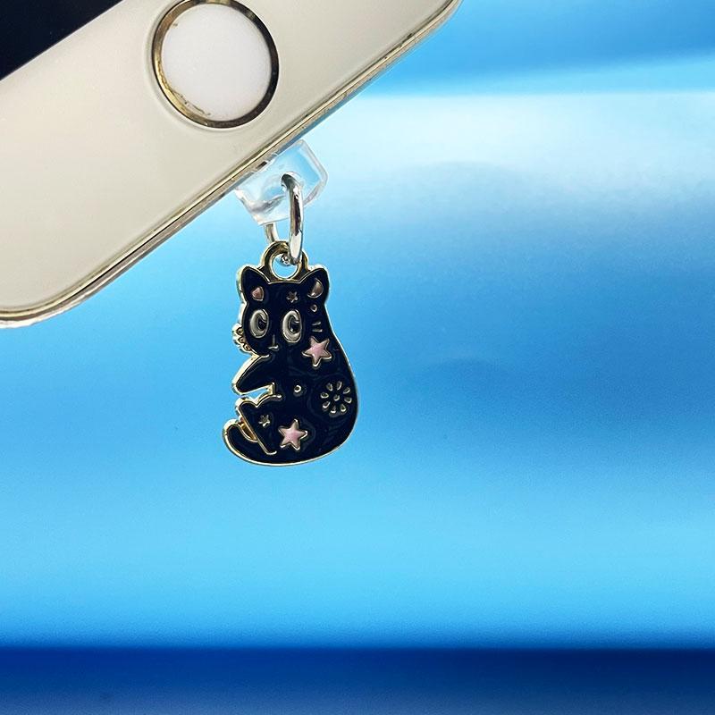 Cartoon Cat Design Mobile Phone Dust Plug, Cute Cat Pendant Cell Phone Dust Plug, Phone Charging Port Dust Plug for iPhone & Type C, Phone Accessories