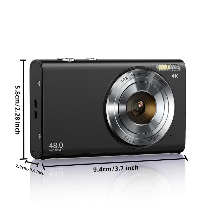 48MP 4K Digital Camera for Summer, Portable 16X Zoom Digital Camera with 32G TF Card & Charging Cable & Operating Manual, High Definition Portable Camera for Outdoor Sports, 4K Vlogging Camera, Digital Camera, Back to School Gifts, Stocking Fillers