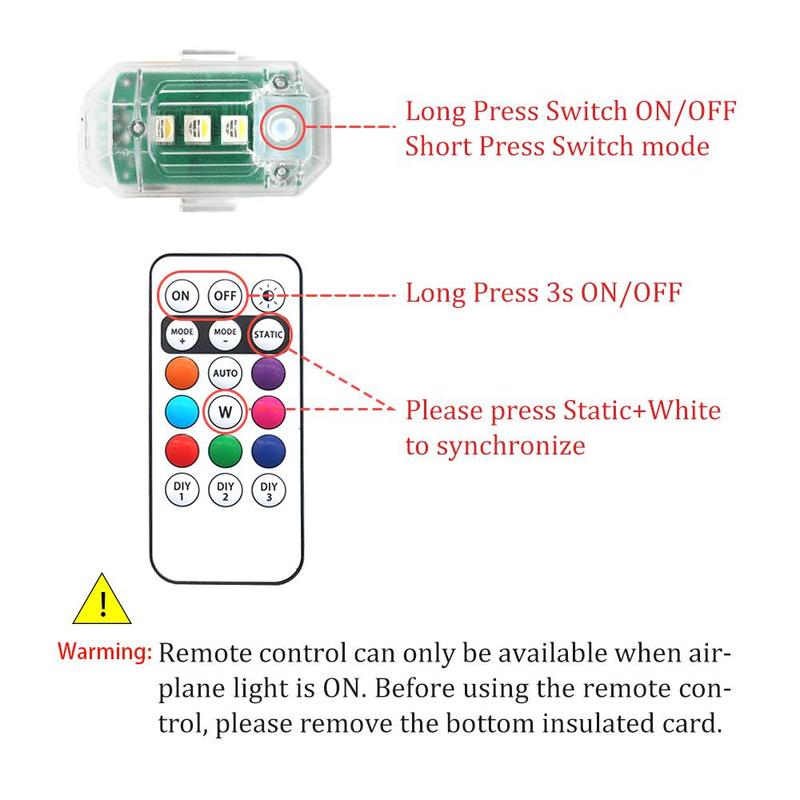 Wireless LED Strobe Light with Remote Control, 4 Counts USB Rechargeable Waterproof Anti-collision LED Emergency Warning Light for Car Motorcycle Drone Aircraft Bike