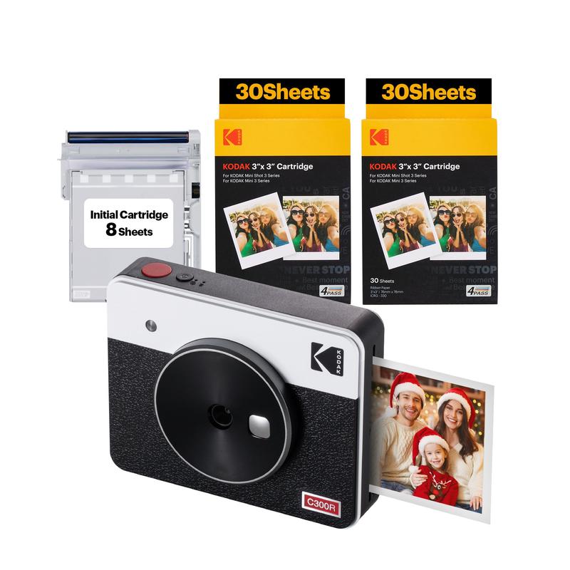 KODAK Mini Shot 3 Retro 4PASS 2-in-1 Instant Camera and Photo Printer (3x3 inches) + 68 Sheets Bundle Device Digital