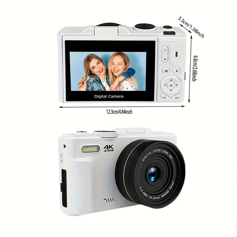 4K 64MP High-definition Digital Camera with Accessories, 2.8-inch Screen 18X Zoom Photo Video Photography Camera with 32GB Storage Card, As a Birthday Gift for Boys & Girls, Digital Camera for Photos