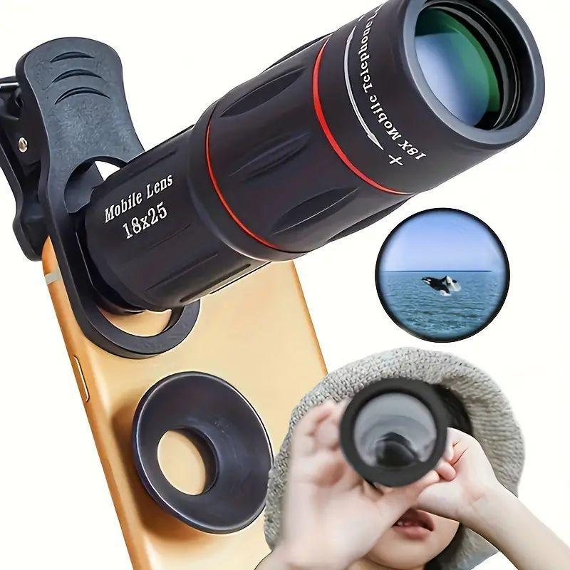 Universal Cell Phone External Telephoto Lens, 18 Times Optical Zoom Phones Lens, Cell Phone Camera Monocular Lens, Suitable for Most Smartphones, Concert Use, Phone Accessories, Content Creator Tools