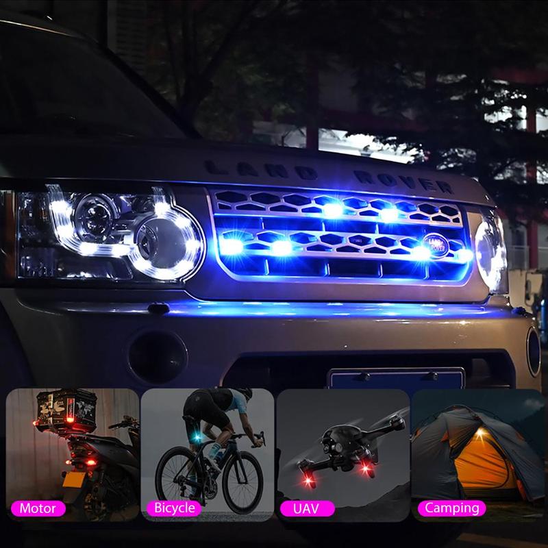 Wireless LED Strobe Light with Remote Control, 4 Counts USB Rechargeable Waterproof Anti-collision LED Emergency Warning Light for Car Motorcycle Drone Aircraft Bike