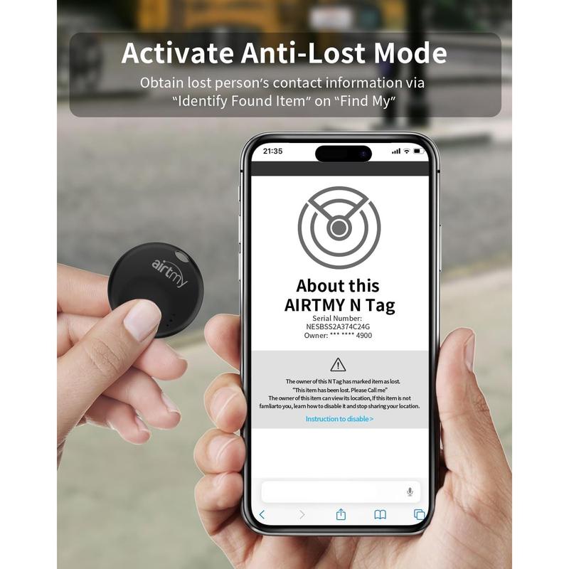 Item Finders,Bluetooth Lugge Tracker, GPS Finders Tracking, Works with Apple Find My (iOS Only), Replaceable Battery, Lost Mode, Smart Key Finder Item Locator,Black (1 Pack)