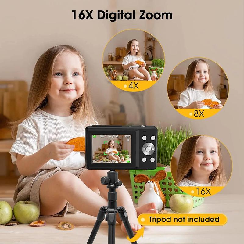 44MP 16X Zoom 1080P HD Digital Camera, Portable Mini Video Recorder, Antishake Camcorder, Digital Camera, Birthday Gift