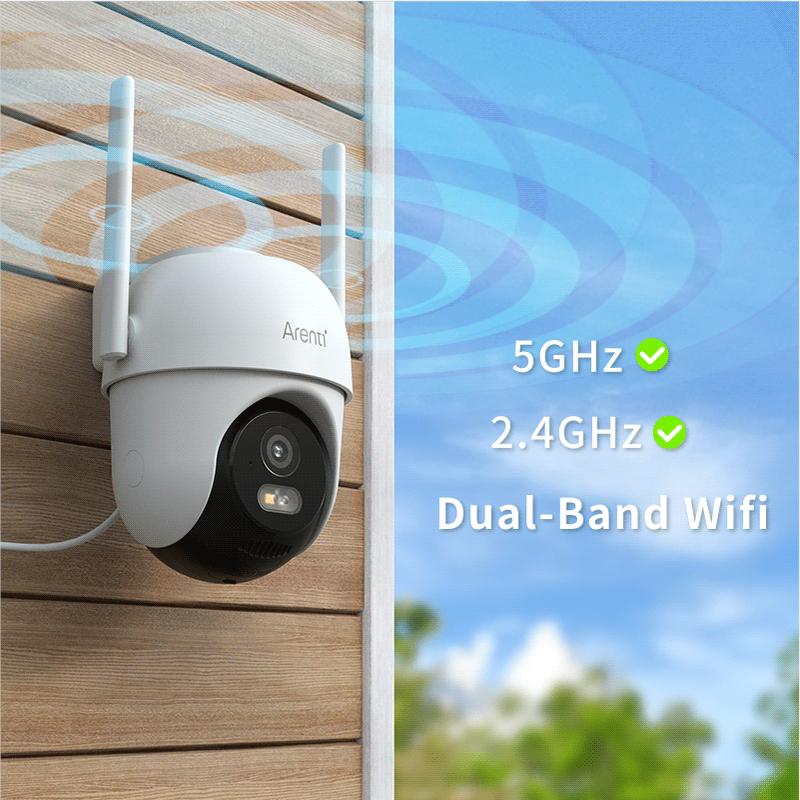 Arenti OP1 Wired Outdoor Camera 2.5K 4MP UHD Pan-Tilt 2.4 GHz＆5.8 GHz Dual-Band WiFi