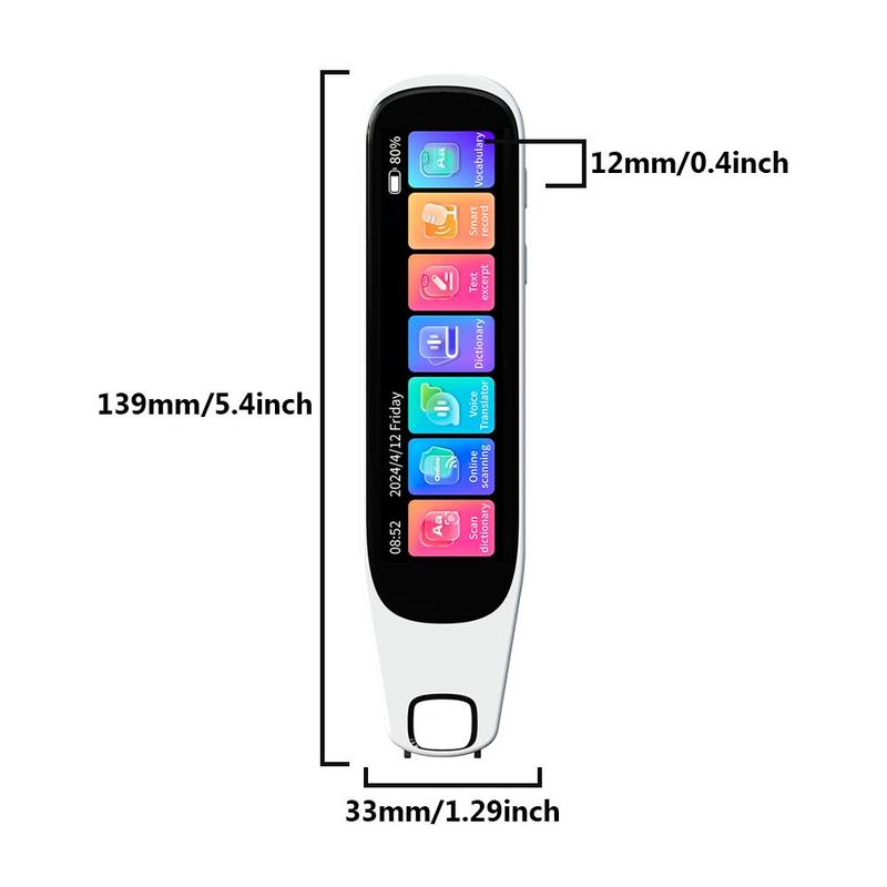 Christmas Gift, High-definition Touch Screen Artificial Intelligence Dictionary, Can Take Notes While Searching for Words, Supports Translation Pen Scanning By Hand on Both Sides, Two-way Intercom for 134 Languages, Education Devices