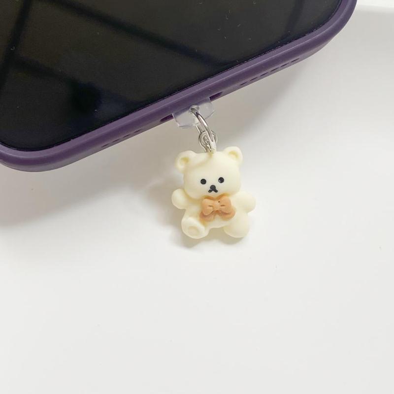 Cute Cartoon Bear Design Phone Charging Port Dust Plug, 1 Count Kawaii Phone Charging Port Dust Plug, Phone Accessories for iPhone & Type-C