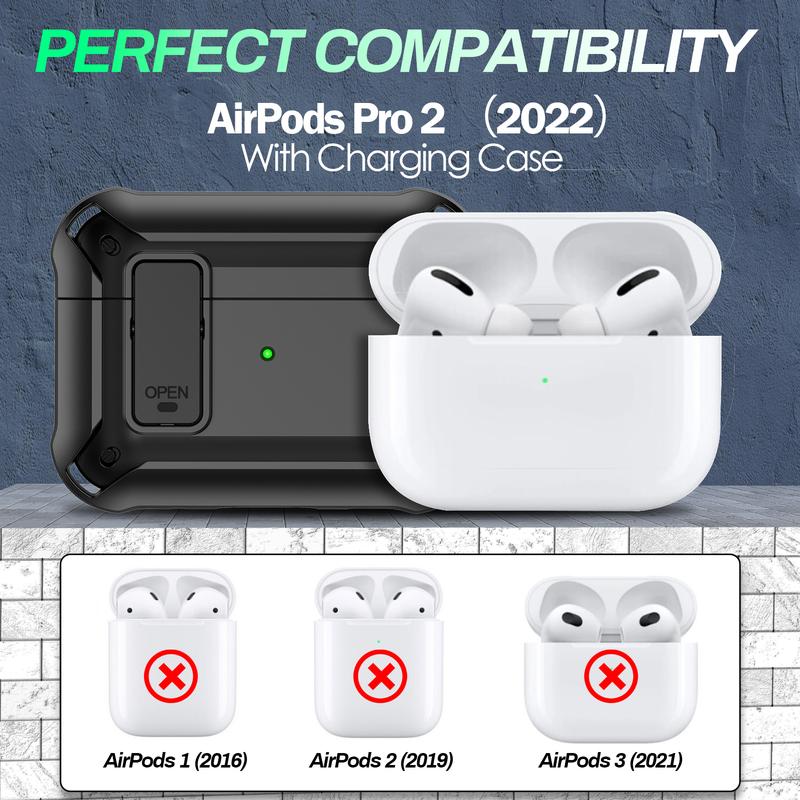 AirPods Pro Case with Cleaner Kit - Fits 1st 2nd Gen (2019 2022 2023), Shockproof Cover with Keychain, Portable Accessories Durable  Earbuds Protection