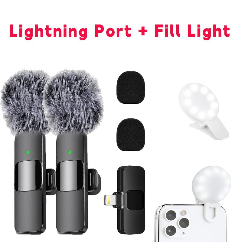 2024 Professional Wireless Lavalier Microphone for iPhone, iPad, Android - 2Pcs Cordless Omnidirectional Condenser Recording Mic with USB-C for Interview, Video, Podcast, , TikTok