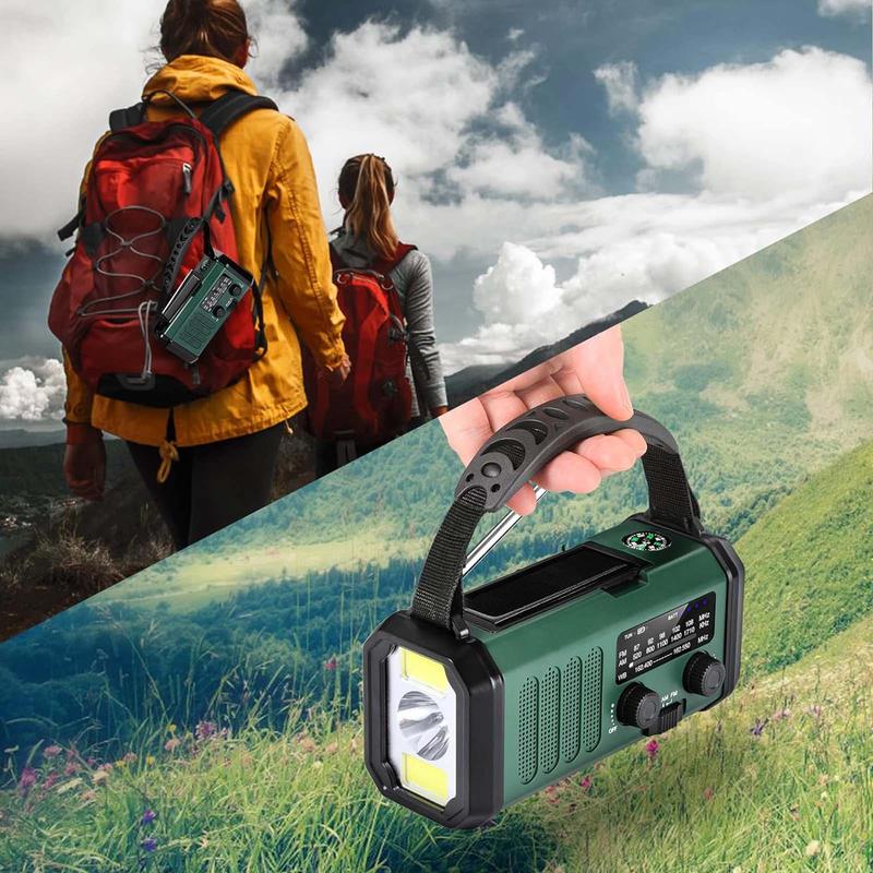 10000 Mah Crank Emergency Solar Radio, Noaa Am Fm Weather Radio, Dynamo Radio, Torch & Led Reading Light, Sos Alarm, Compass For Camping