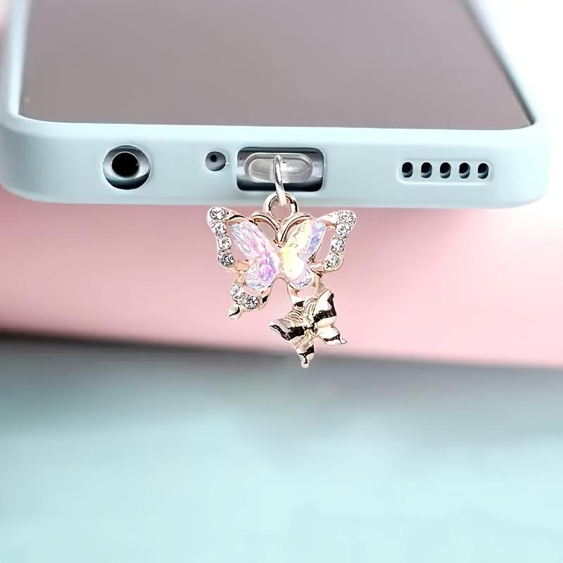 Sparkle Three-dimensional Color Butterfly Full With Drill Phone Dust Plug for iPhone