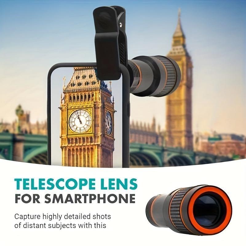 8x Zoom Telephoto Lens, 1 Count Portable Camera Lens Kit for Outdoor Photography & Hiking, Mobile Phone Accessories for Smartphone