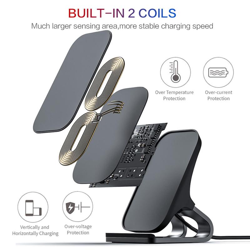 Multifunctional Phone Holder with Wireless Charger, 15W Fast Charging Desktop Phone Stand, Phone Accessories for Home Office