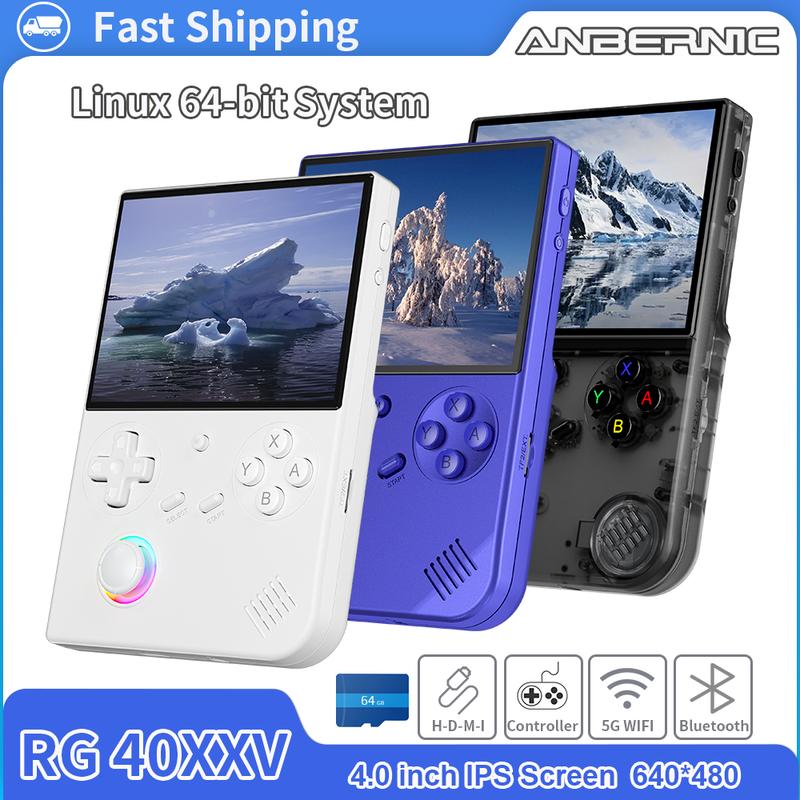 ANBERNIC RG 40XXV Retro Handheld Game Console 4.0 Inch IPS Screen Linux System Built-in 64G TF Card 5000+ Games Support HD-M-I TV Output 5G WiFi Bluetooth 4.2