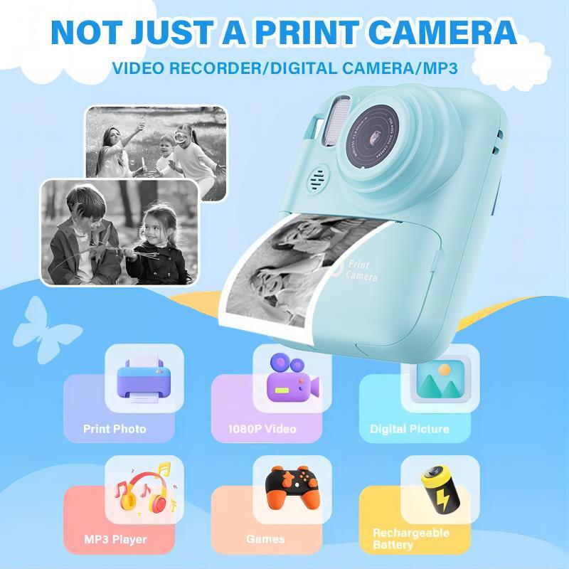 Children Instant Print Photo Kids Camera Digital Camera for Kids Photography Thermal Printer Video Baby Interesting Diy Christmas Gift,valentine Durable polaroidpictures print camera