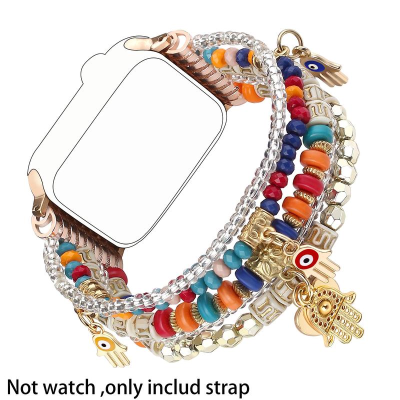 Boho Design Beaded Watch Band, Fashionable Watch Band for Women, Stretchy Watch Band Compatible with iWatch Band Series 3 2 1 Ultra