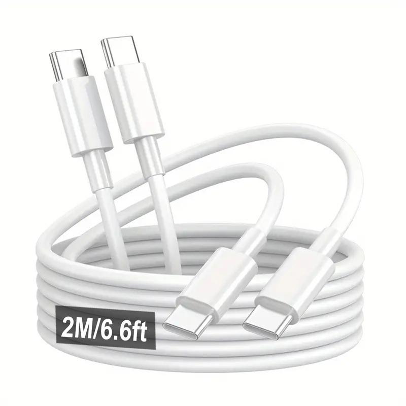 60W USB Type C to C Fast Charging Cable for iPhone 16, 15 & Galaxy - 6.6ft Length Smartphone Mobile Charger Universal Fast