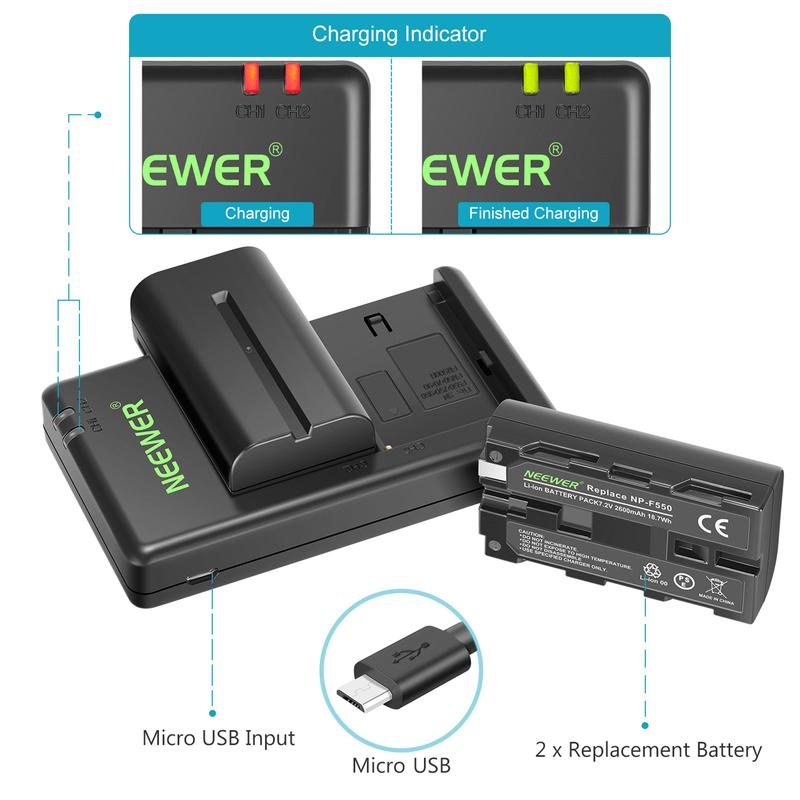 NEEWER NP-F550 Battery Charger Set for Sony