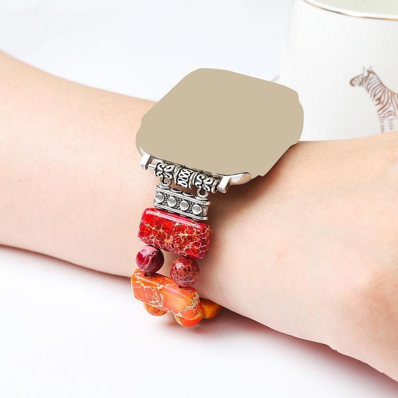 Handmade Beaded Smartwatch Bands, Elastic Adjustable Easily Install and Removable Smartwatch Bands, Wearable Accessories Compatible with Apple Watch