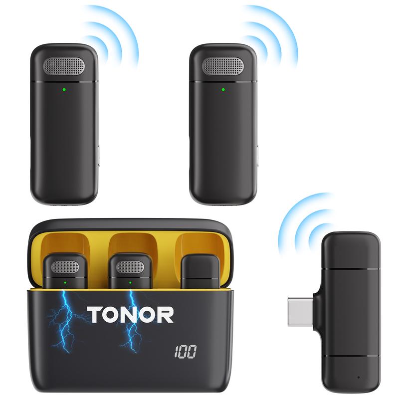 TONOR TL350 Wireless Lavalier Microphones with TP20 Handheld Interview Mic Adapter