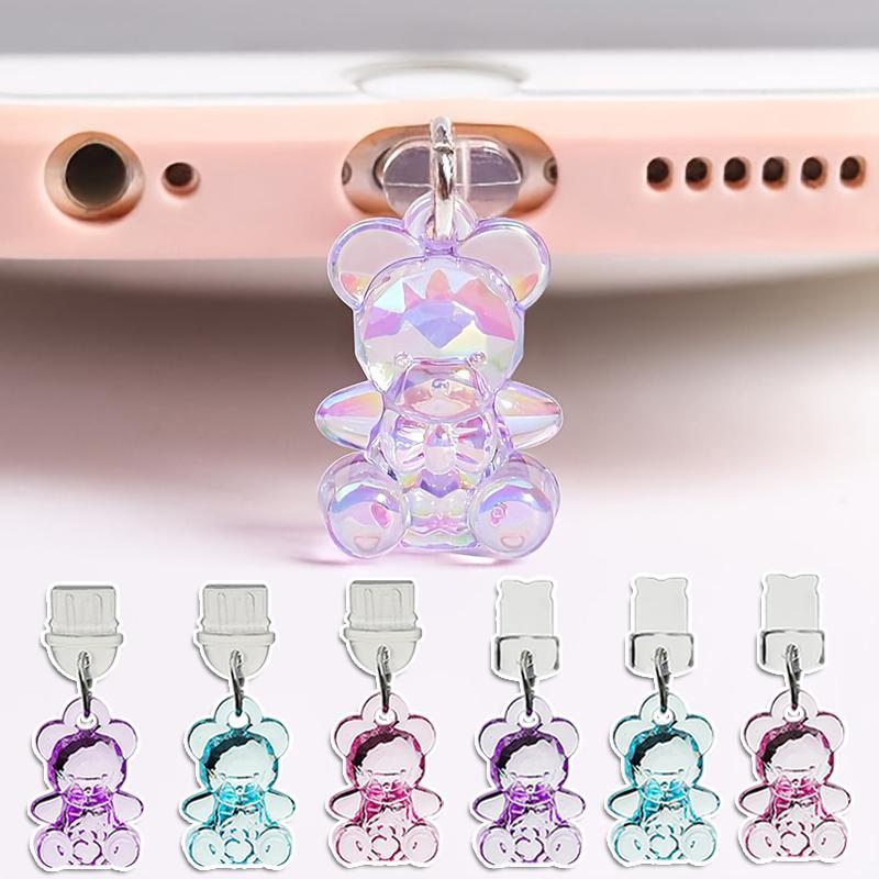 Cute Bear Design Phone Charging Port Dust Plug, 1 Count Phone Charging Port Dust Plug Pendant, Phone Accessories for iPhone & Type-C Port