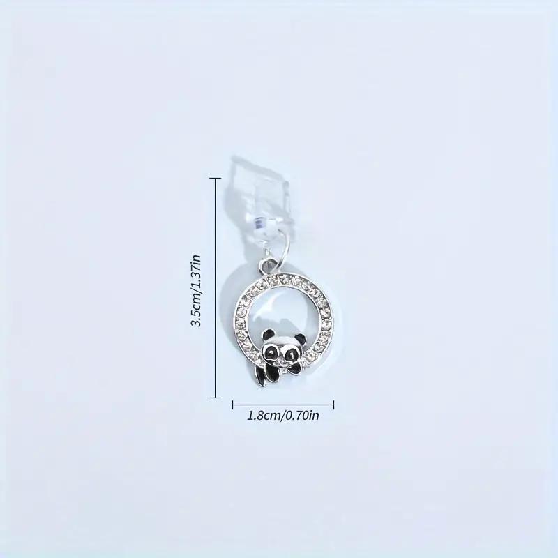 Cute Panda Design Mobile Phone Dust Plug, 1 Count Artificial Diamond Decor Mobile Phone Dust Plug, Mobile Phone Accessories