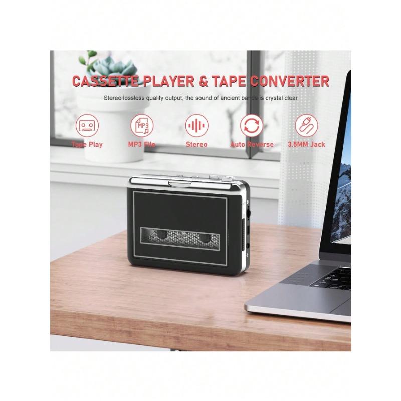 Cassette Player Walkman, Convert Audio Music Cassette To MP3, Compatible With Laptop PC, With Earphone Compact Portable