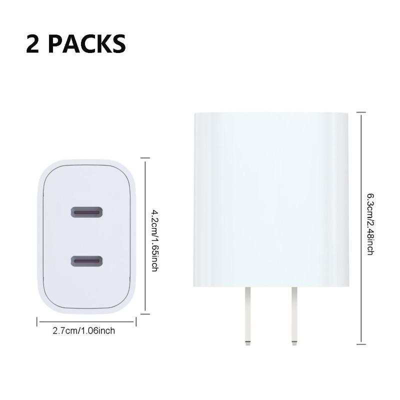 USB C Fast Charger Block, USB C Charging Adapter, Dual Ports Wall Plug Charger, Fast Type-C Charger for iPhone, iPad, Galaxy, Pixel