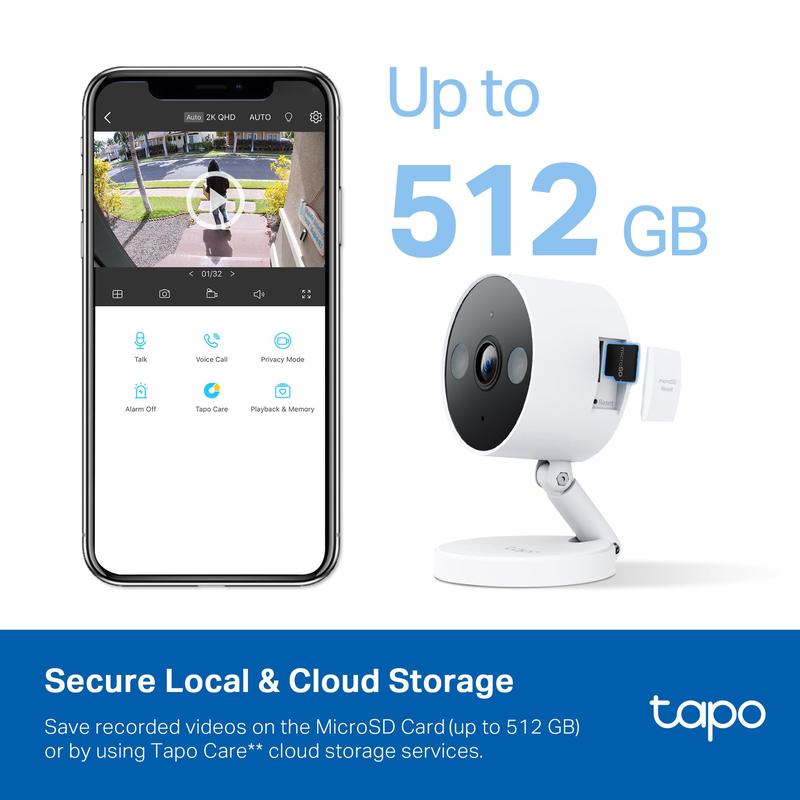 Tapo C120- 2024 PCMAG Readers' Choice-2K Indoor Outdoor Wired Security Camera Card Audio Card Audio