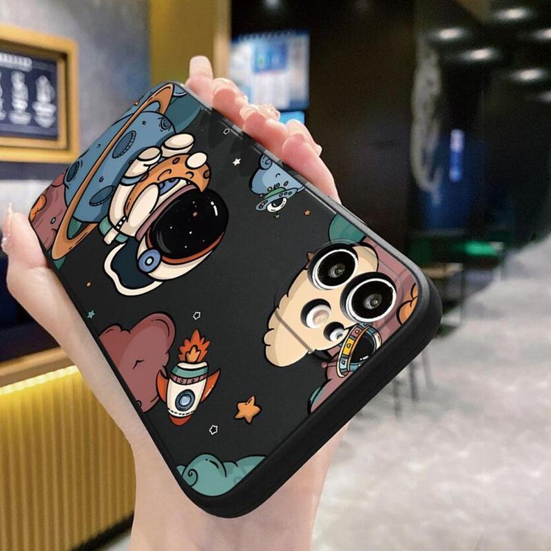 Cartoon Astronaut Pattern Phone Cases, 1 Count Summer Transparent Anti-fall Mobile Phone Case, Decorative Phone Protector Cover Compatible with iPhone 15 Pro Max Case iPhone 11 Cases iPhone 14 Pro Max Case iPhone 15 Cases